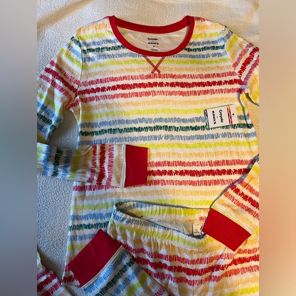 NWT Crayola x Kohls rainbow stripes pajama set, women’s size medium - Picture 2 of 5